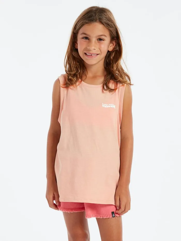 Girls TShirts and Tanks Volcom Girls Flexin Muscle Tank 8211 Hazey Pink