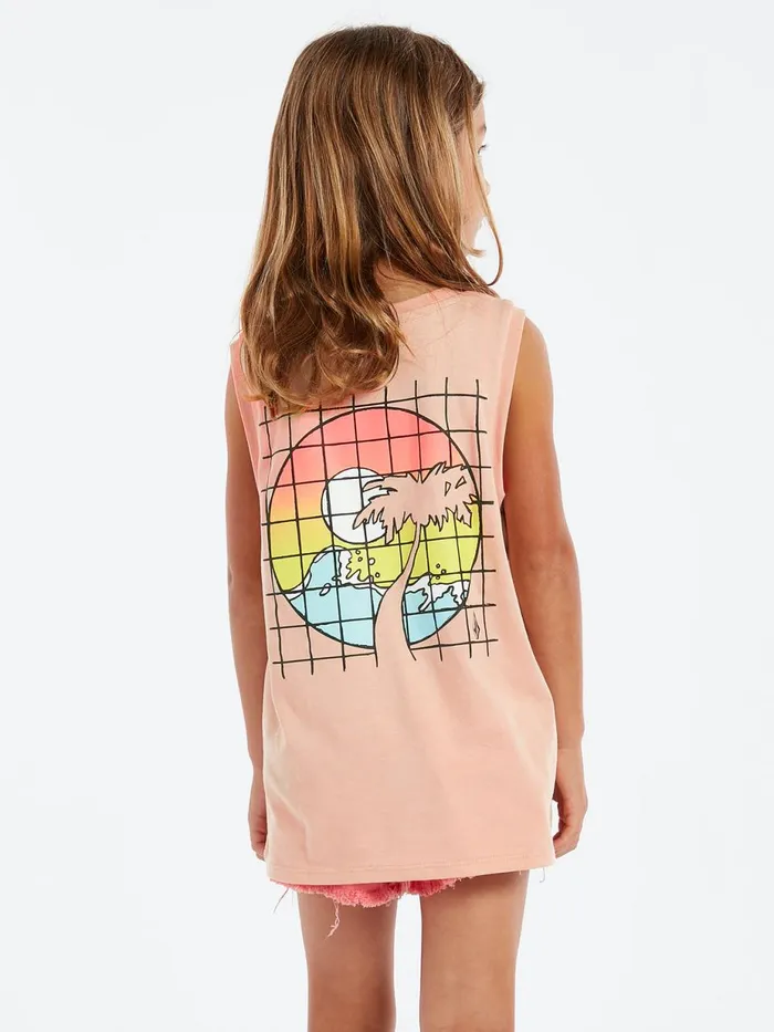 Girls TShirts and Tanks Volcom Girls Flexin Muscle Tank 8211 Hazey Pink