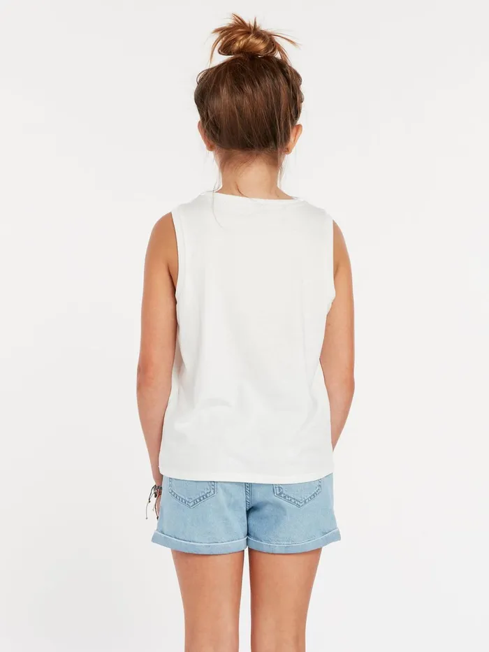 Girls TShirts and Tanks Volcom Girls Flexin Muscle Tank 8211 Star White