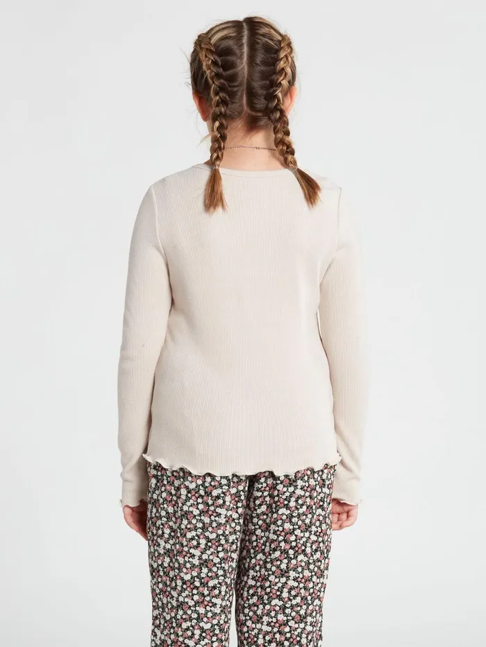 Girls TShirts and Tanks Volcom Girls Lived In Lounge Thermal Long Sleeve Top 8211 Bone