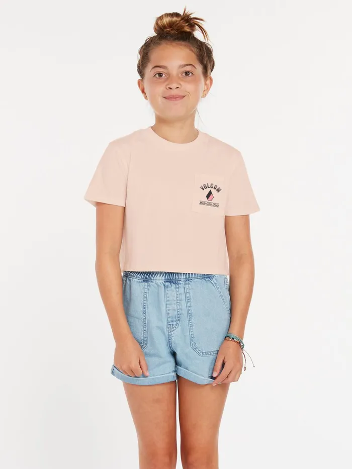 Girls TShirts and Tanks Volcom Girls Pocket Dial Tee 8211 Hazey Pink