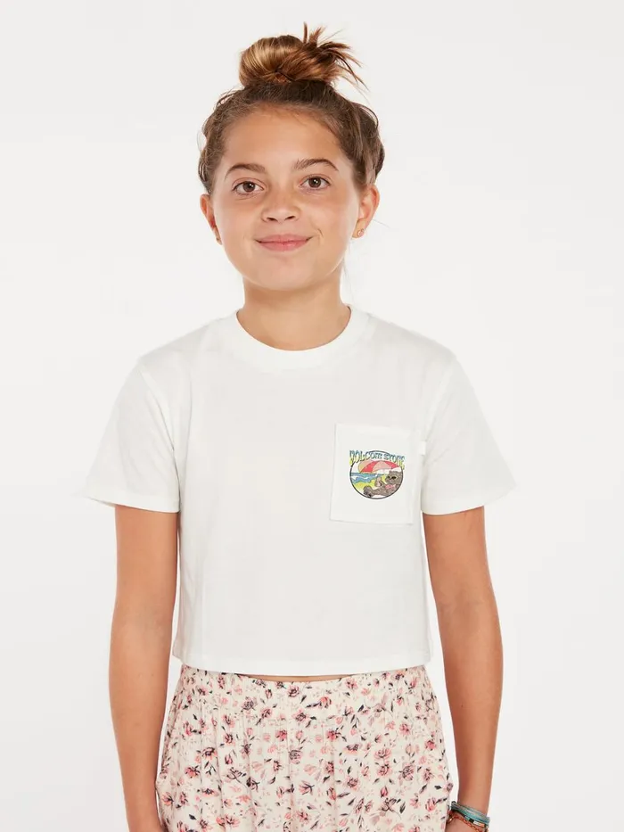 Girls TShirts and Tanks Volcom Girls Pocket Dial Tee 8211 Star White
