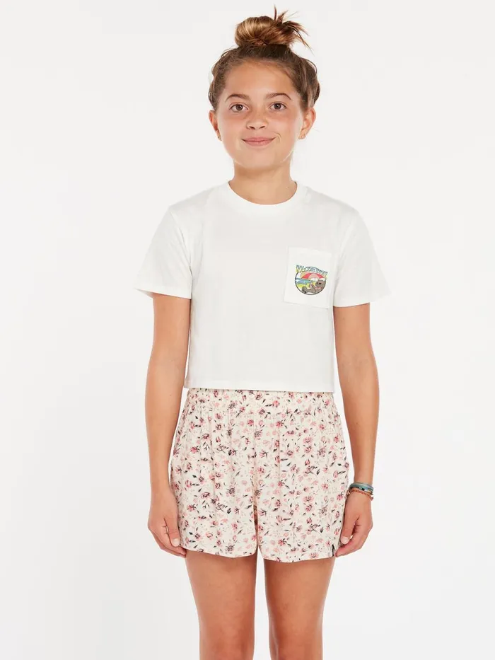 Girls TShirts and Tanks Volcom Girls Pocket Dial Tee 8211 Star White