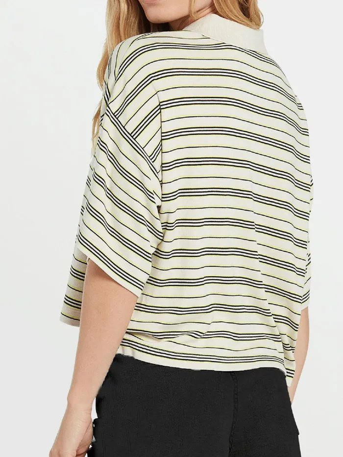 Girls TShirts and Tanks Volcom Girls Popztone Short Sleeve Polo 8211 Bone