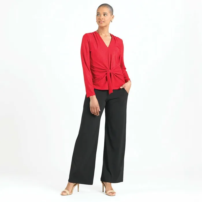 Glimmer Speck 8211 VNeck Center Front Tie Top 8211 Red Women Clara Sunwoo Tops Tunics Glimmer Speck 8211 VNeck Center Front Tie Top 8211 Red Women Clara Sunwoo Tops Tunics