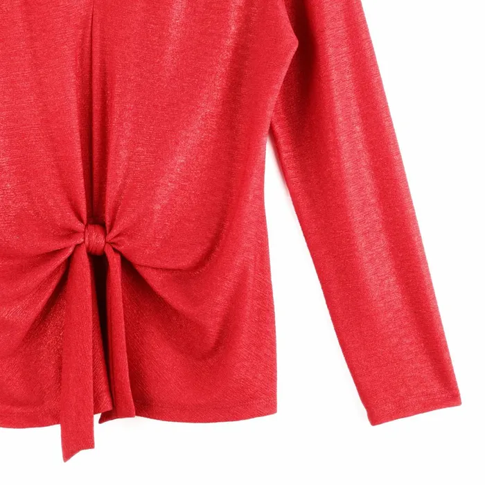 Glimmer Speck 8211 VNeck Center Front Tie Top 8211 Red Women Clara Sunwoo Tops Tunics