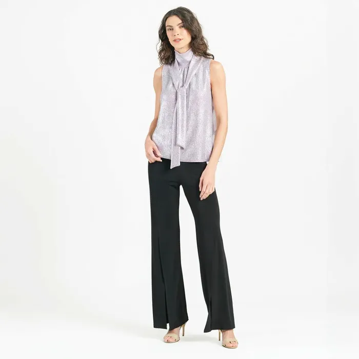 Glitter Foil 8211 Mock NeckTie Detail Top 8211 Pink 8211 Limited Sizes Women Clara Sunwoo Tops Tunics