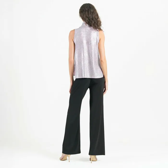 Glitter Foil 8211 Mock NeckTie Detail Top 8211 Pink 8211 Limited Sizes Women Clara Sunwoo Tops Tunics