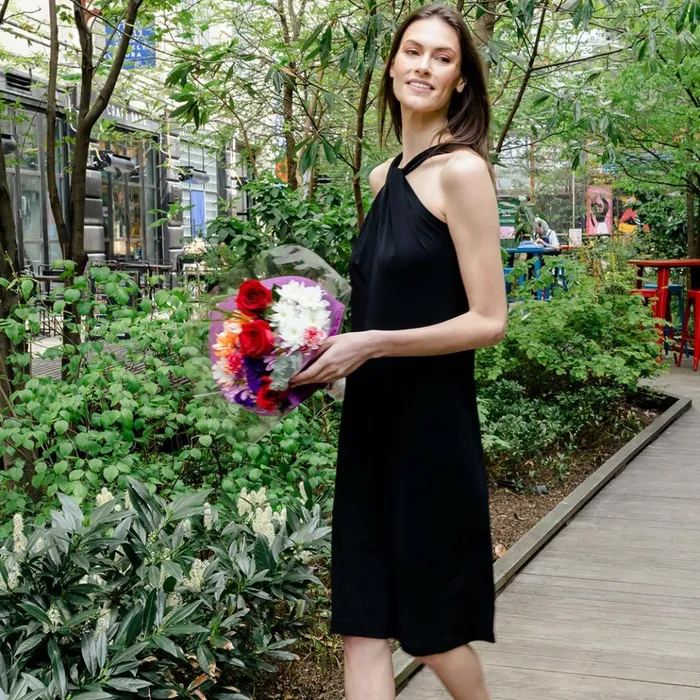 Grecian Halter Midi Sheath Dress 8211 Black 8211 Final Sale Women Clara Sunwoo Dresses Jumpsuits