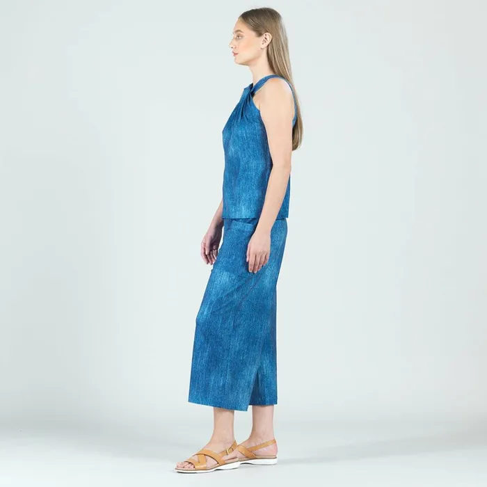 Grecian Halter Top 8211 Denim Print 8211 Final Sale Women Clara Sunwoo Tops Tunics
