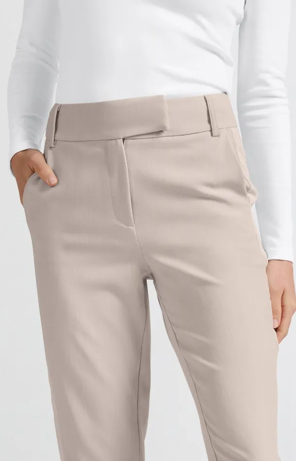 Highwaist Trousers With Piping Detail And Straight Legs Pumice Stone Beige Women YAYA Trousers Highwaist Trousers With Piping Detail And Straight Legs Pumice Stone Beige Women YAYA Trousers