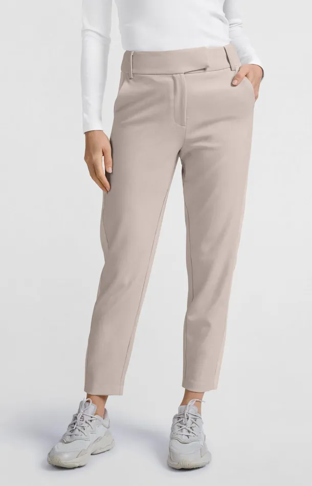 Highwaist Trousers With Piping Detail And Straight Legs Pumice Stone Beige Women YAYA Trousers Highwaist Trousers With Piping Detail And Straight Legs Pumice Stone Beige Women YAYA Trousers