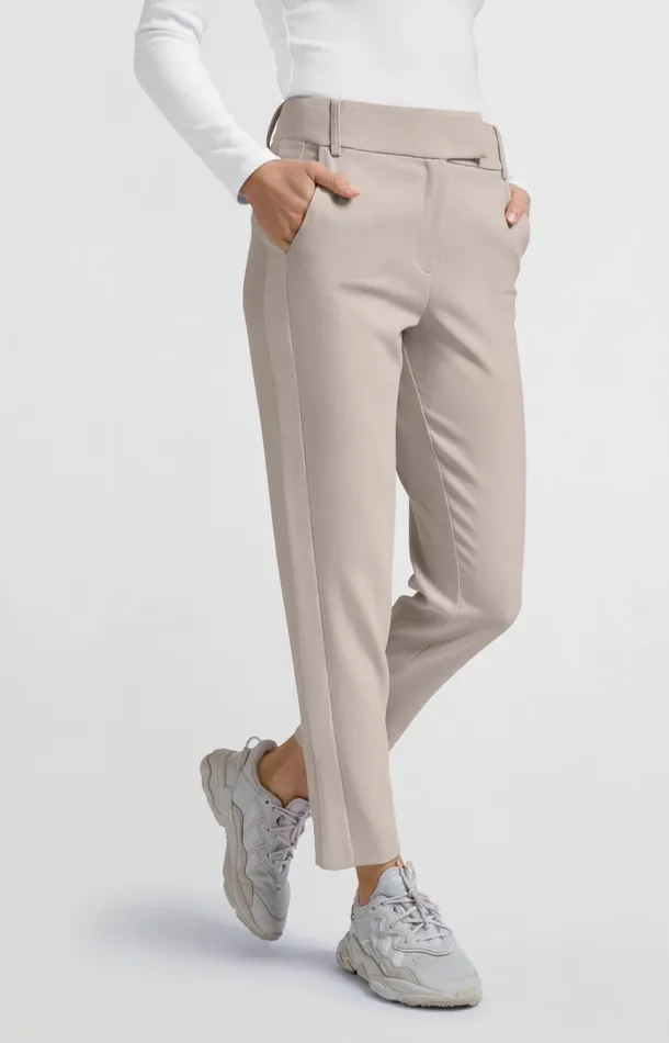 Highwaist Trousers With Piping Detail And Straight Legs Pumice Stone Beige Women YAYA Trousers Highwaist Trousers With Piping Detail And Straight Legs Pumice Stone Beige Women YAYA Trousers