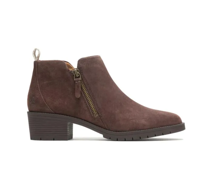 Hush Puppies Boots Women Hadley Side Zip Boot Dark Brown Suede