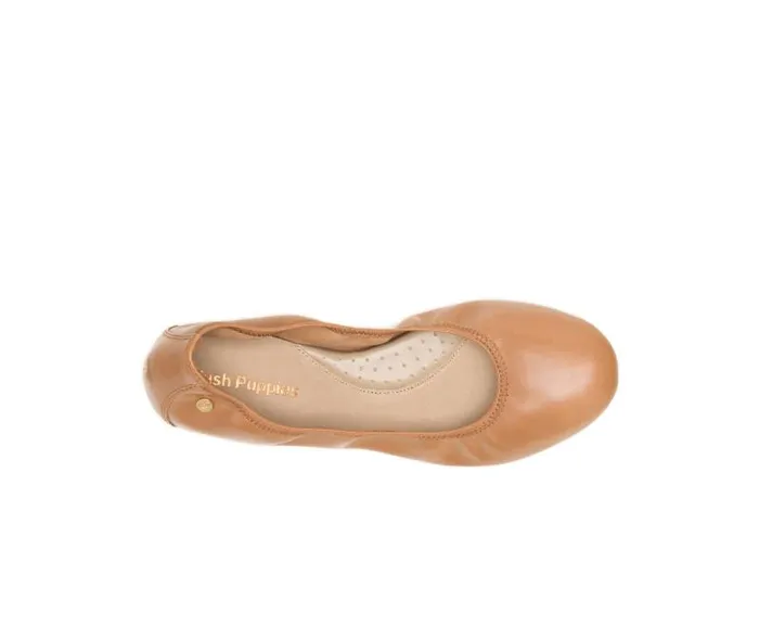 Hush Puppies Flats and SlipOns Women Chaste Ballet Cognac Leather Hush Puppies Flats and SlipOns Women Chaste Ballet Cognac Leather