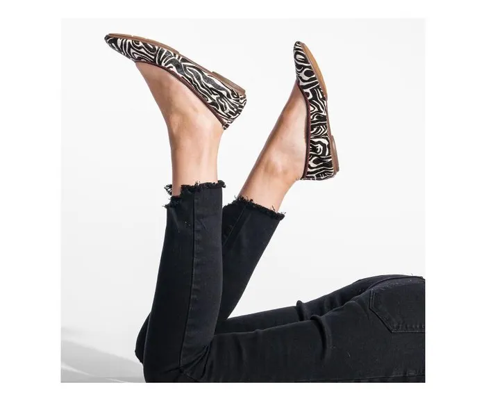 Hush Puppies Flats and SlipOns Women Chaste Ballet Zebra Calf Hair Hush Puppies Flats and SlipOns Women Chaste Ballet Zebra Calf Hair