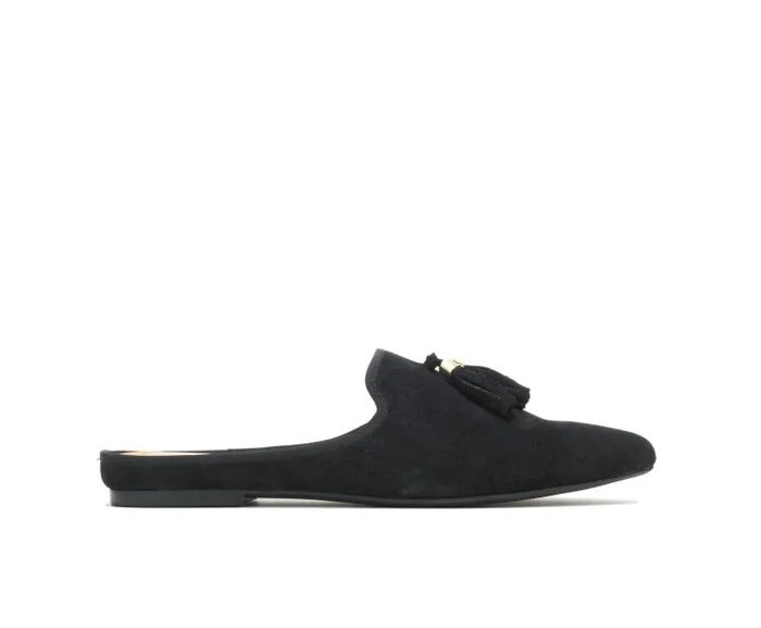 Hush Puppies Flats and SlipOns Women Sadie Tassel Mule Black Suede