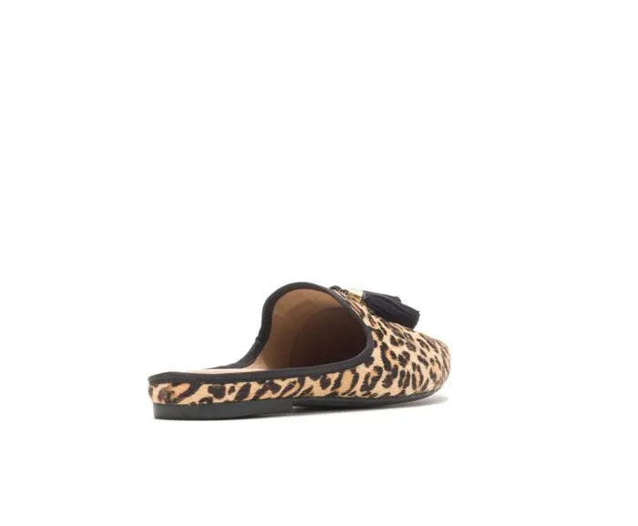 Hush Puppies Flats and SlipOns Women Sadie Tassel Mule Leopard Calf Hair Hush Puppies Flats and SlipOns Women Sadie Tassel Mule Leopard Calf Hair