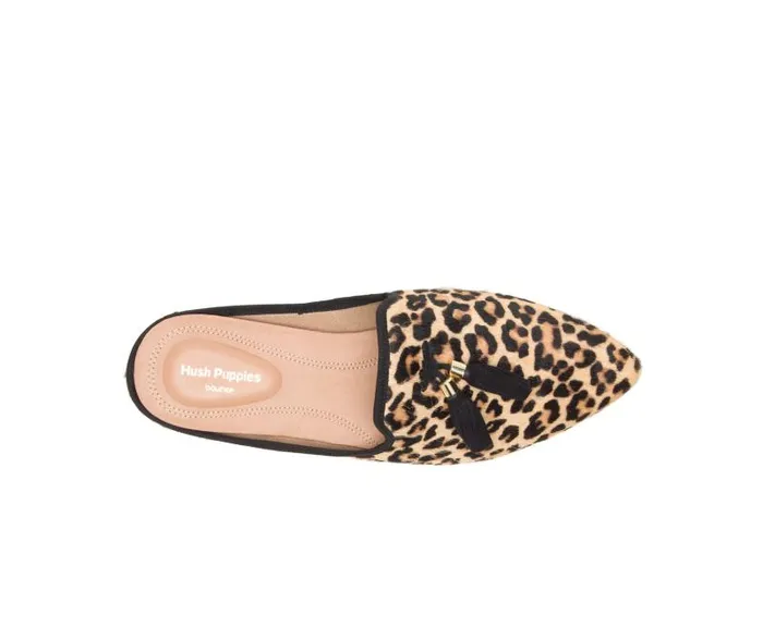 Hush Puppies Flats and SlipOns Women Sadie Tassel Mule Leopard Calf Hair Hush Puppies Flats and SlipOns Women Sadie Tassel Mule Leopard Calf Hair