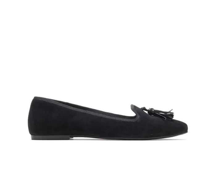 Hush Puppies Flats and SlipOns Women Sadie Tassel SlipOn Black Suede