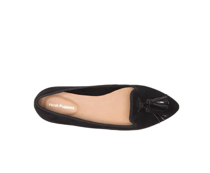 Hush Puppies Flats and SlipOns Women Sadie Tassel SlipOn Black Suede Hush Puppies Flats and SlipOns Women Sadie Tassel SlipOn Black Suede
