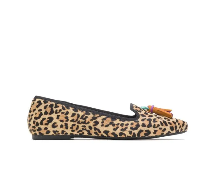 Hush Puppies Flats and SlipOns Women Sadie Tassel SlipOn Leopard Calf Hair