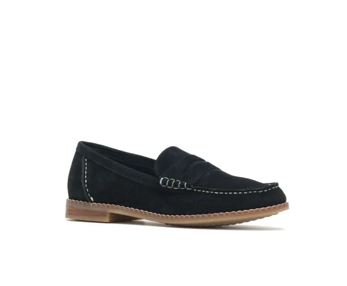 Hush Puppies Flats and SlipOns Women Wren Loafer Black Suede