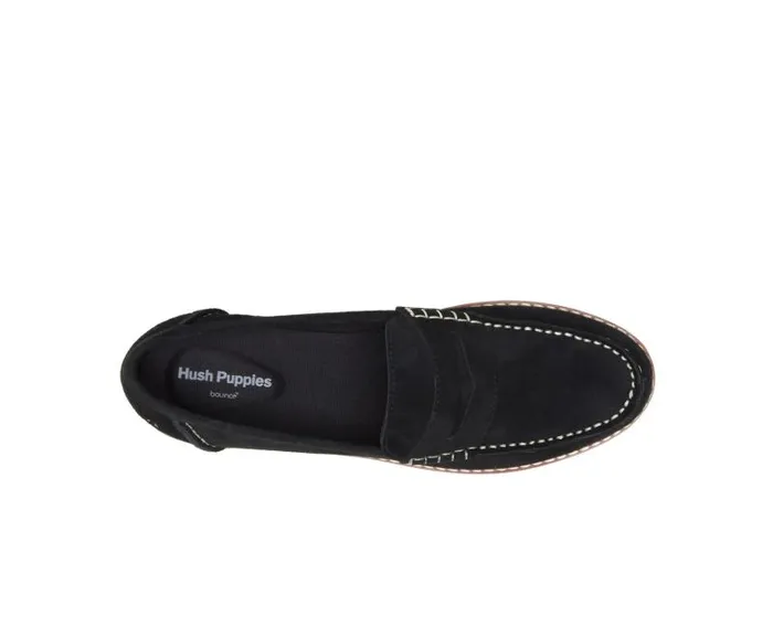 Hush Puppies Flats and SlipOns Women Wren Loafer Black Suede