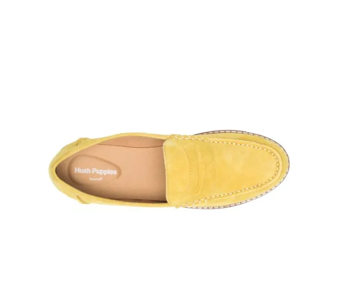 Hush Puppies Flats and SlipOns Women Wren Loafer Lemon Curry Suede
