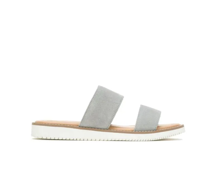 Hush Puppies Sandals Women Briard 2 Band Slide Light Grey Suede