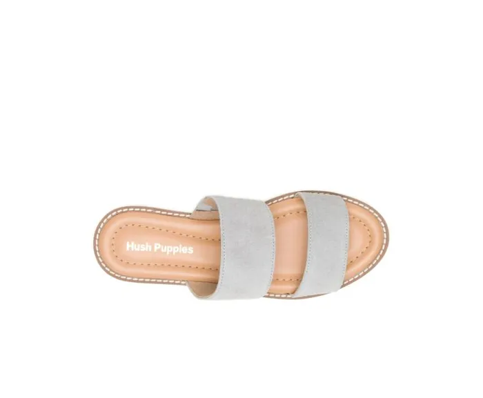 Hush Puppies Sandals Women Briard 2 Band Slide Light Grey Suede Hush Puppies Sandals Women Briard 2 Band Slide Light Grey Suede