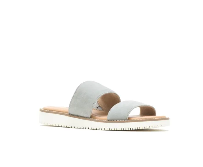 Hush Puppies Sandals Women Briard 2 Band Slide Light Grey Suede Hush Puppies Sandals Women Briard 2 Band Slide Light Grey Suede