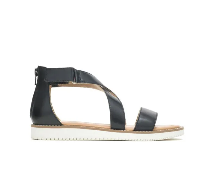 Hush Puppies Sandals Women Briard X Back Zip Black Leather