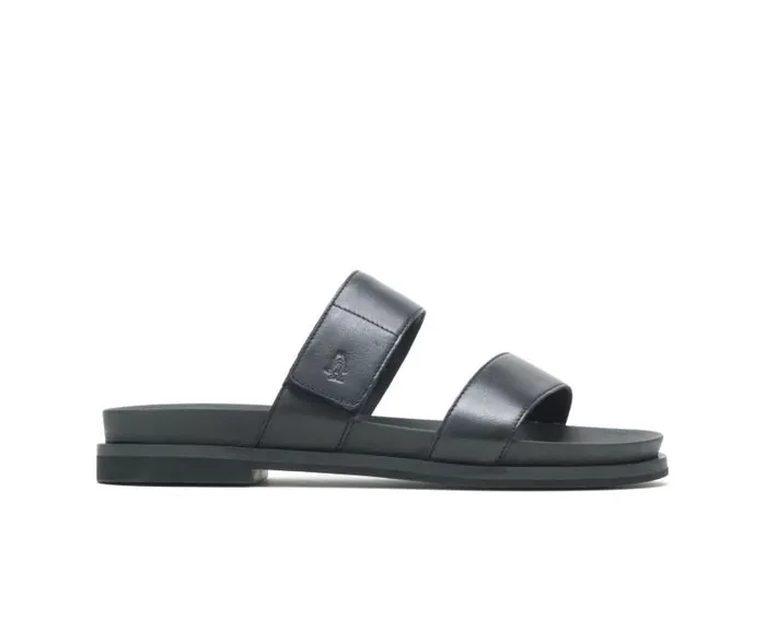 Hush Puppies Sandals Women Lilly 2 Band Slide Black Leather