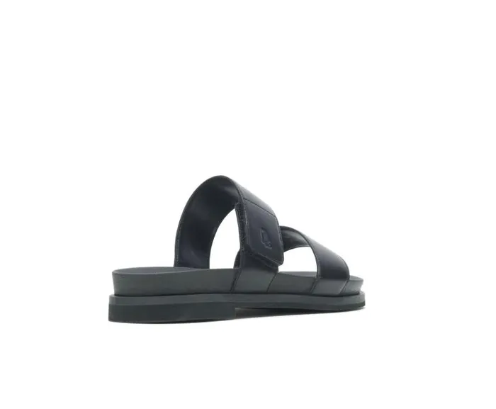 Hush Puppies Sandals Women Lilly 2 Band Slide Black Leather