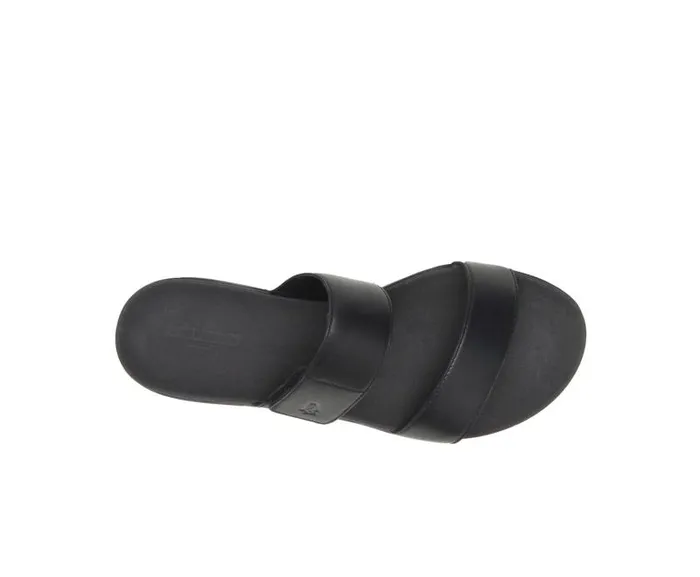 Hush Puppies Sandals Women Lilly 2 Band Slide Black Leather