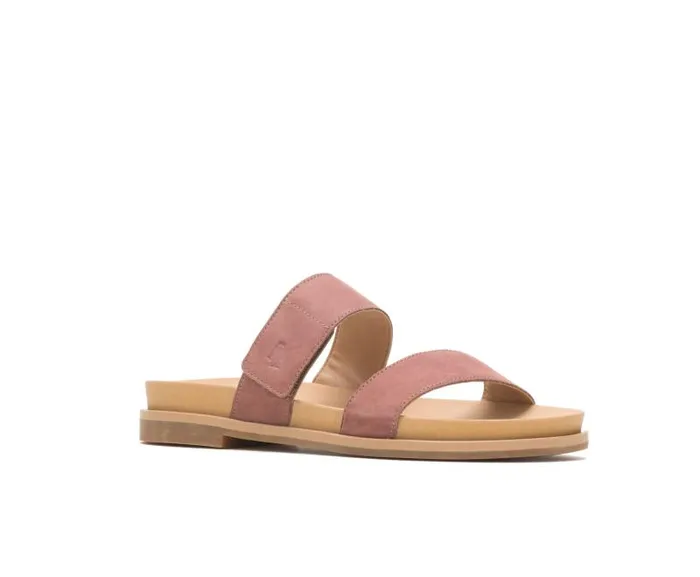 Hush Puppies Sandals Women Lilly 2 Band Slide Cognac Nubuck