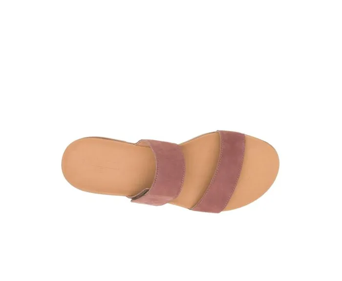 Hush Puppies Sandals Women Lilly 2 Band Slide Cognac Nubuck