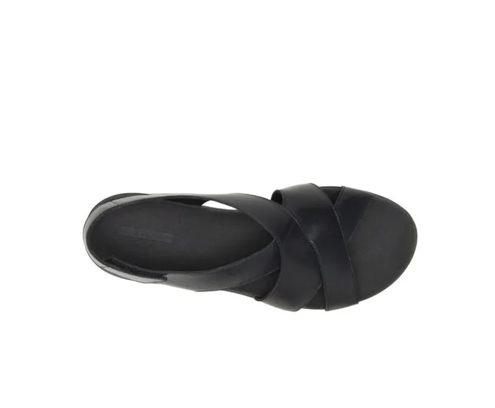 Hush Puppies Sandals Women Lilly Criss Cross Sandal Black Leather