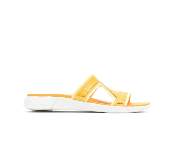 Hush Puppies Sandals Women Willa Knit Slide Goldenrod Leather