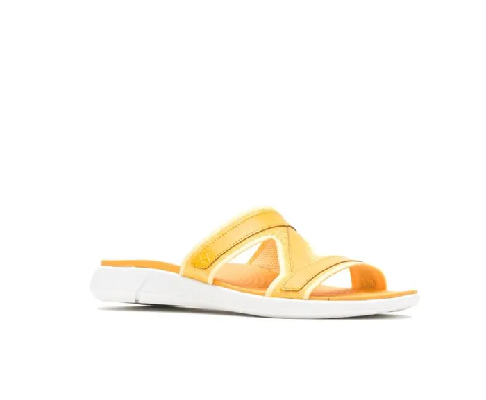 Hush Puppies Sandals Women Willa Knit Slide Goldenrod Leather