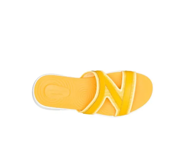 Hush Puppies Sandals Women Willa Knit Slide Goldenrod Leather