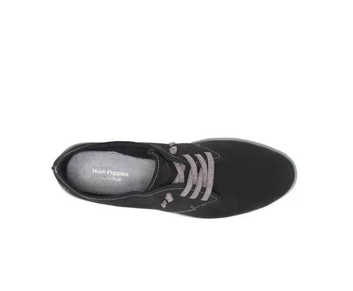 Hush Puppies Sneakers Women Everyday Lace Up Black Nubuck