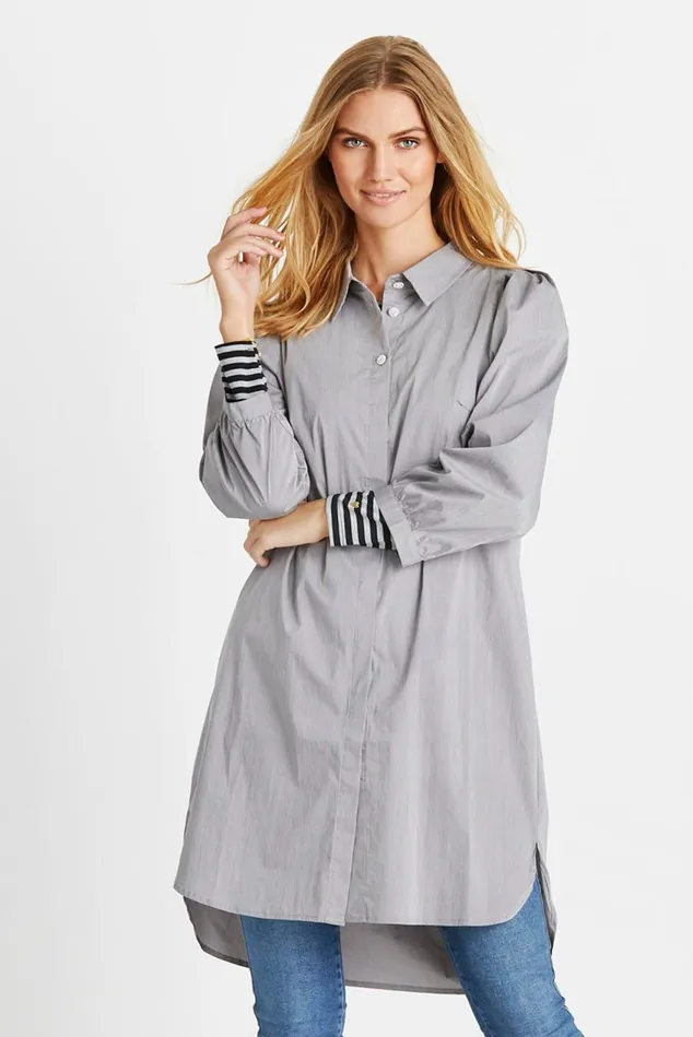 IN FRONT BLOUSES SHIRTS Women ALICIA LONG SHIRT 14588 921 Grey