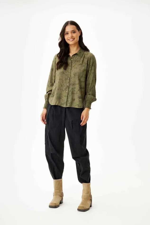 IN FRONT BLOUSES SHIRTS Women ASTER SHIRT 16419 681 Army 681