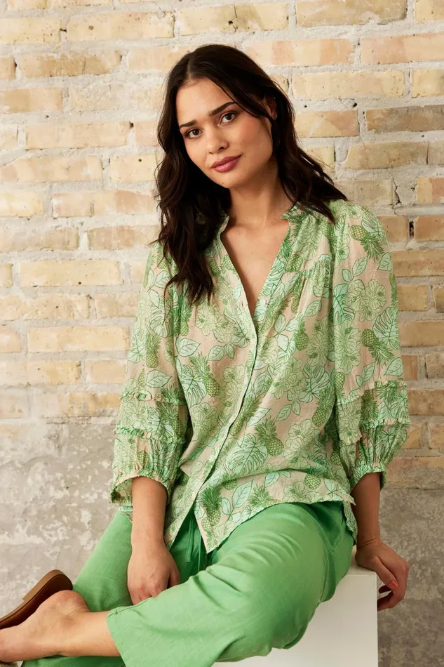 IN FRONT BLOUSES SHIRTS Women EXOTIC SHIRT 16197 615 Green 615