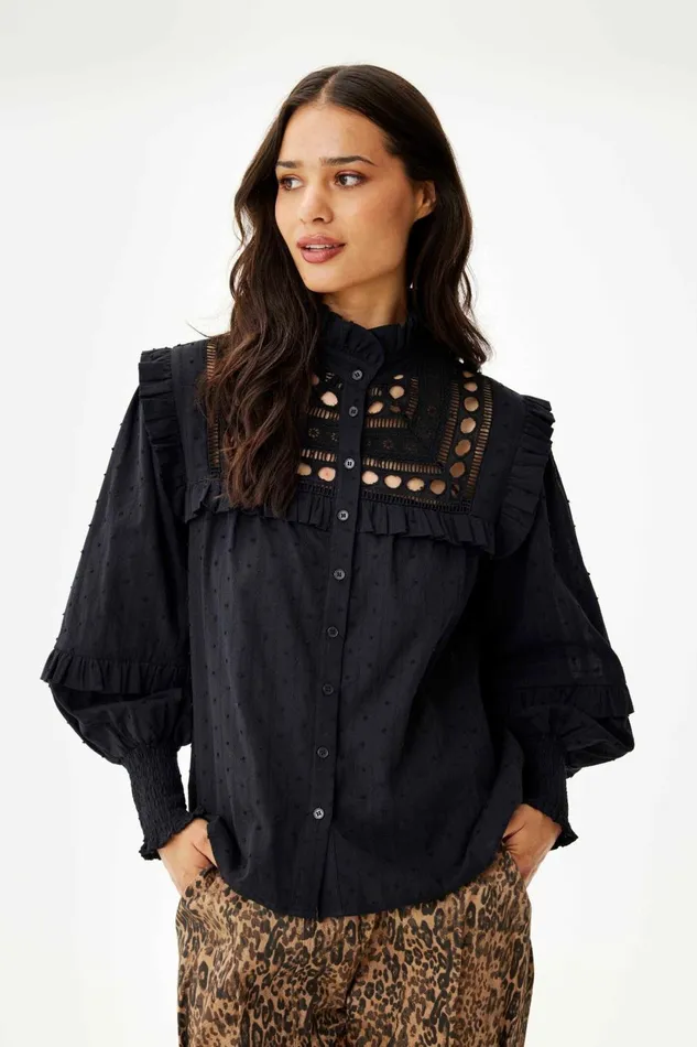 IN FRONT BLOUSES SHIRTS Women FINE SHIRT 16394 999 Black 999
