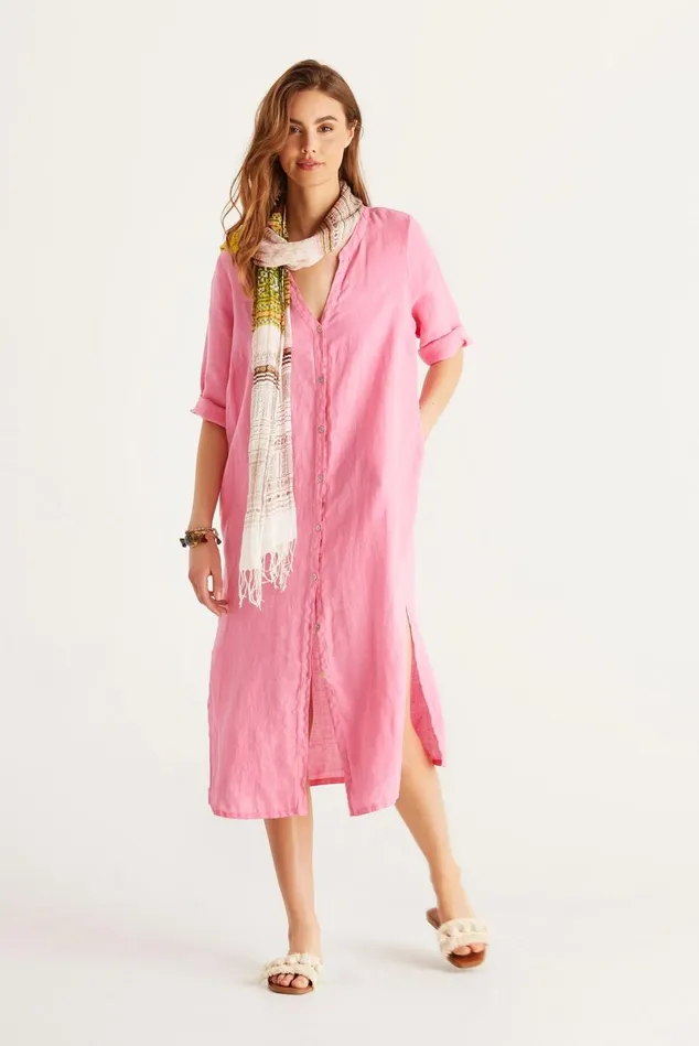 IN FRONT BLOUSES SHIRTS Women LINO LONG SHIRT DRESS 15046 221 Pink 221