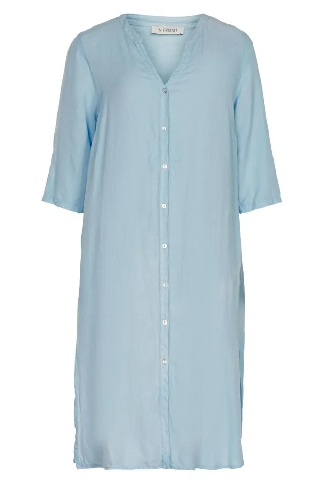 IN FRONT BLOUSES SHIRTS Women LINO LONG SHIRT DRESS 15046 505 Light Blue 505