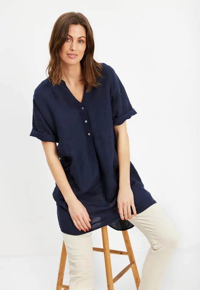 IN FRONT BLOUSES SHIRTS Women LINO TUNIC 15683 591 Navy 591
